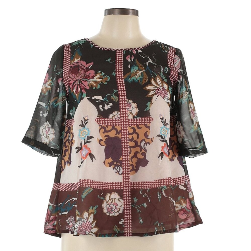 Anthropologie • Vineet Bahl • Floral Embroidery Sheer Top Made in India